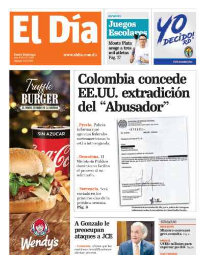 Portada Periódico El Día, Jueves 05 de Diciembre, 2019