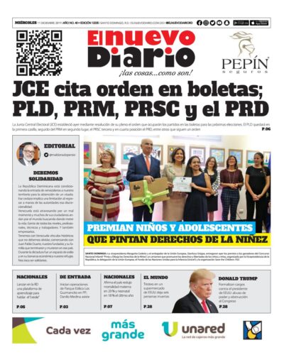 Portada Periódico El Nuevo Diario, Miércoles 11 de Diciembre, 2019