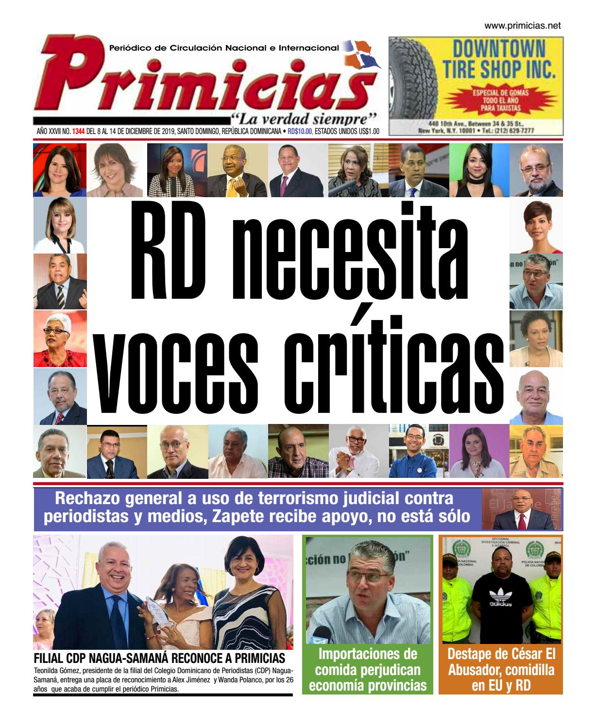 Portada Periódico Primicias, Lunes 09 de Diciembre, 2019