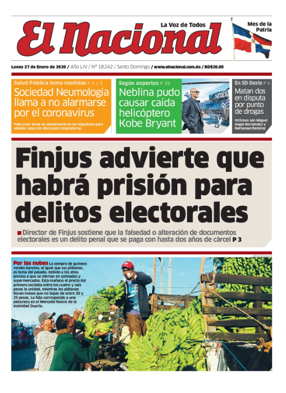 Portada Periódico El Nacional, Domingo 26 de Enero, 2019