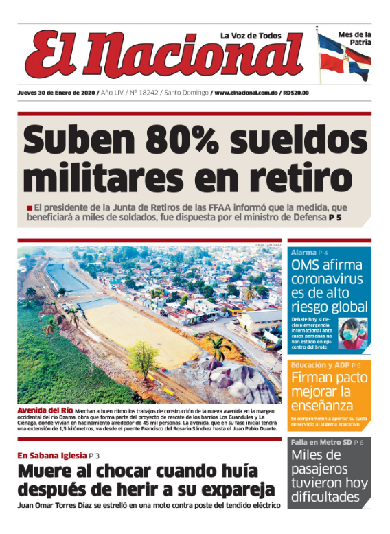 Portada Periódico El Nacional, Jueves 30 de Enero, 2019