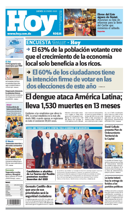 Portada Periódico Hoy, Jueves 30 de Enero, 2019