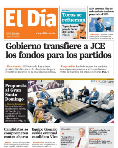 Portada Periódico El Día, Jueves 30 de Enero, 2019