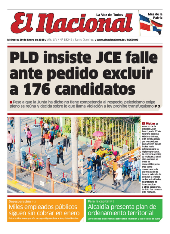 Portada Periódico El Nacional, Miércoles 29 de Enero, 2019