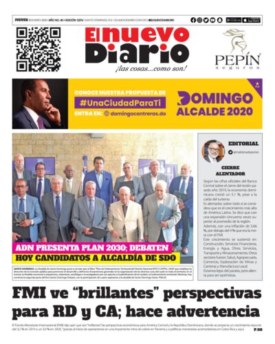 Portada Periódico El Nuevo Diario, Jueves 30 de Enero, 2019