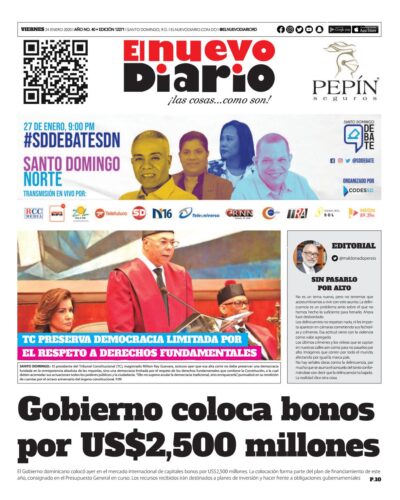 Portada Periódico El Nuevo Diario, Viernes 24 de Enero, 2019