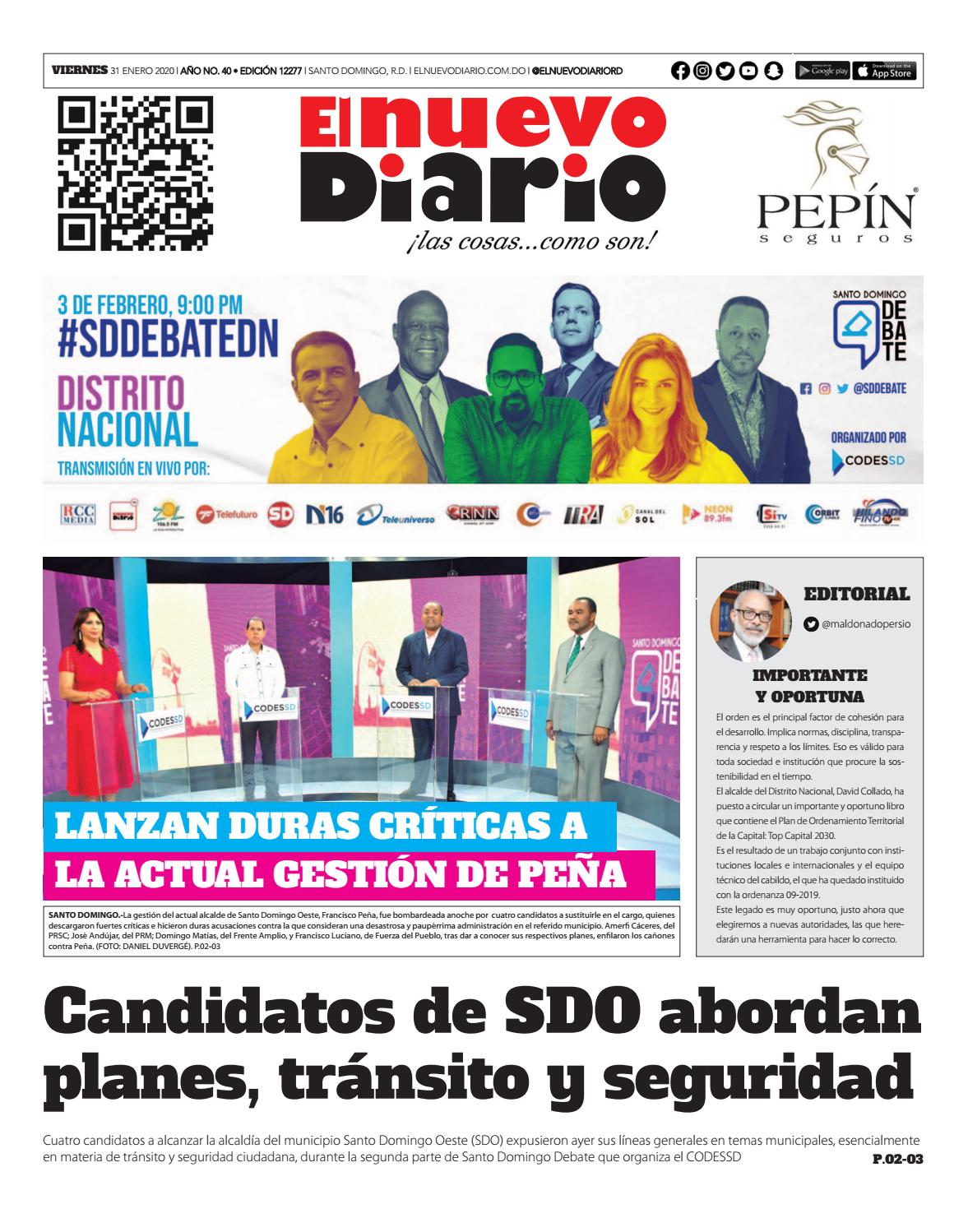 Portada Periódico El Nuevo Diario, Viernes 31 de Enero, 2019