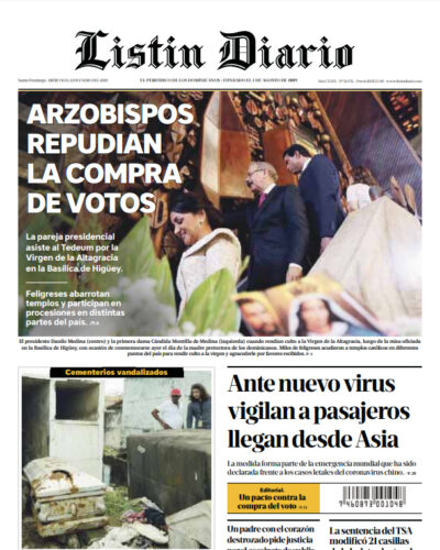 Portada Periódico Listín Diario, Miércoles 22 de Enero, 2019