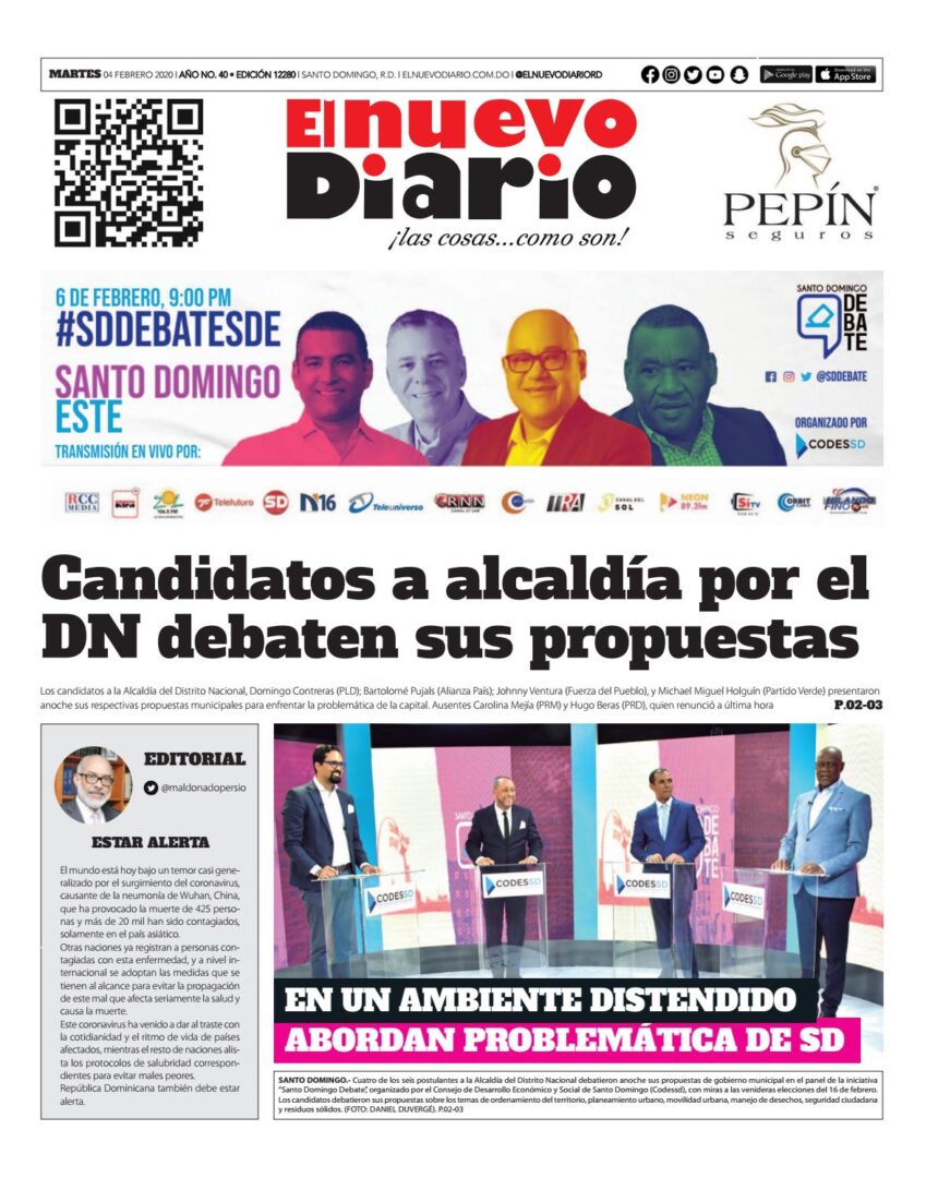 Portada Periódico El Nuevo Diario, Martes 04 de Febrero, 2019