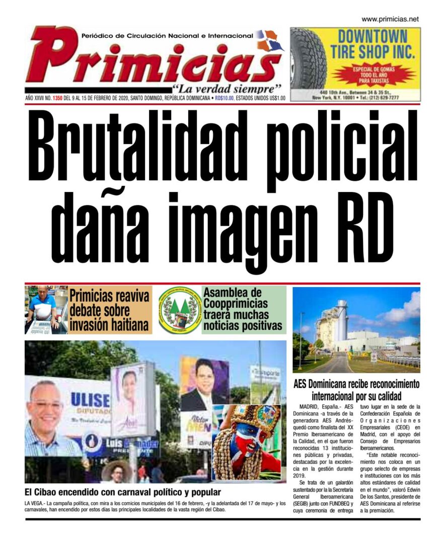 Portada Periódico Primicias, Lunes 10 de Febrero, 2019