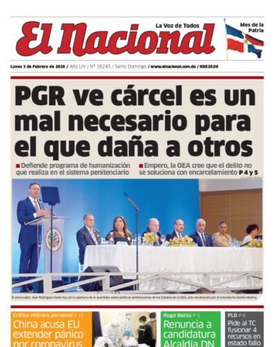 Portada Periódico El Nacional, Lunes 03 de Febrero, 2019