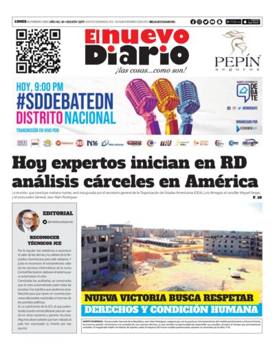 Portada Periódico El Nuevo Diario, Lunes 03 de Febrero, 2019