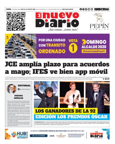 Portada Periódico El Nuevo Diario, Lunes 10 de Febrero, 2019