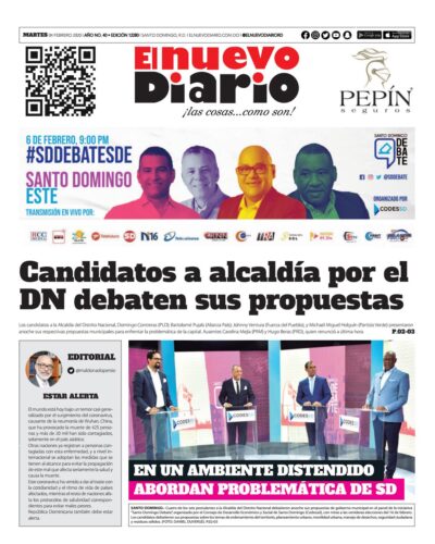 Portada Periódico El Nuevo Diario, Martes 04 de Febrero, 2019