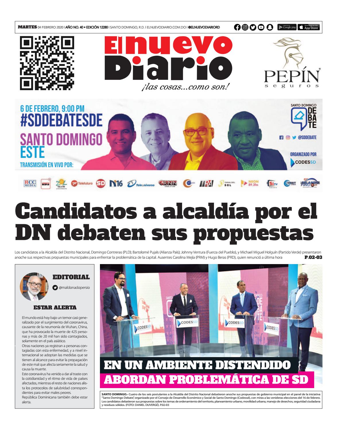 Portada Periódico El Nuevo Diario, Martes 04 de Febrero, 2019