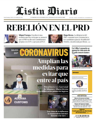 Portada Periódico Listín Diario, Martes 04 de Febrero, 2019