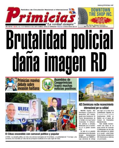 Portada Periódico Primicias, Lunes 10 de Febrero, 2019