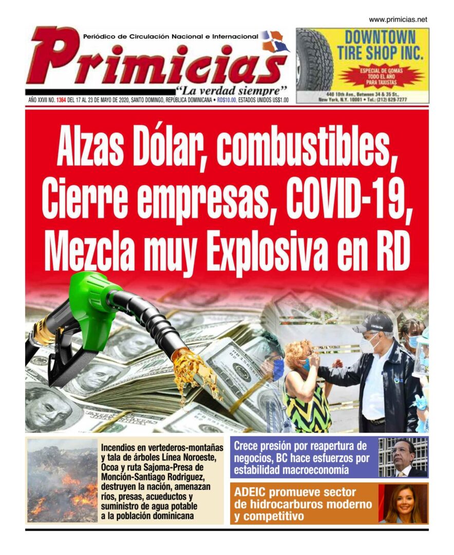 Portada Periódico Primicias, Lunes 18 de Mayo, 2020