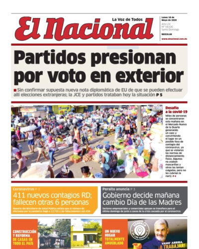 Portada Periódico El Nacional, Lunes 18 de Mayo, 2020
