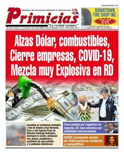 Portada Periódico Primicias, Lunes 18 de Mayo, 2020