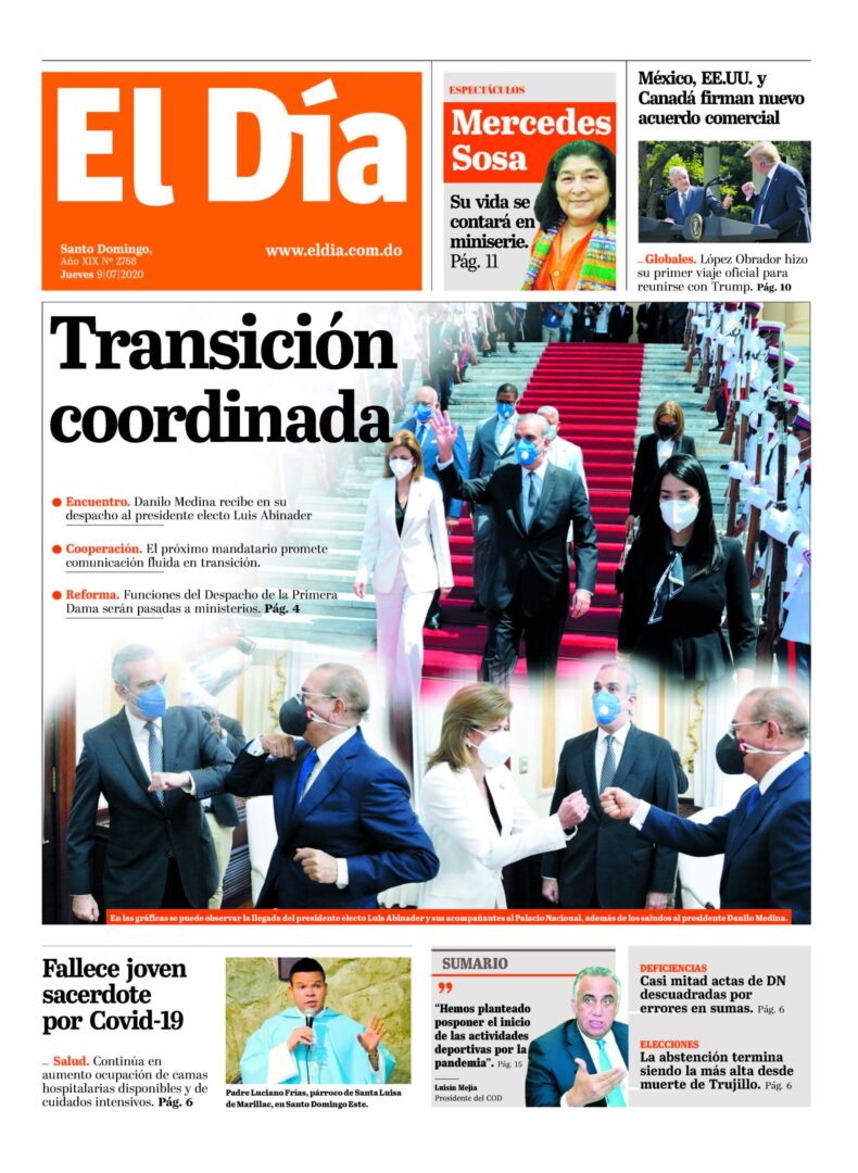 Portada Periódico El Día, Jueves 09 de Julio, 2020