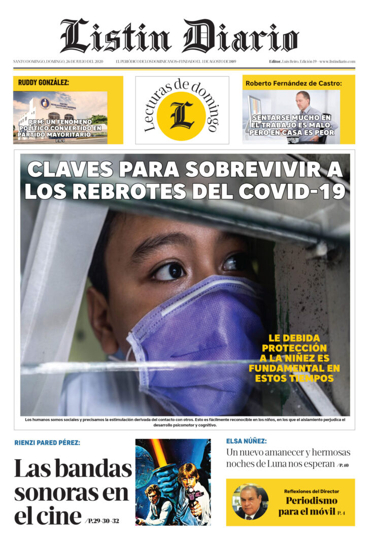 Portada Periódico Listín Diario, Domingo 26 de Julio, 2020