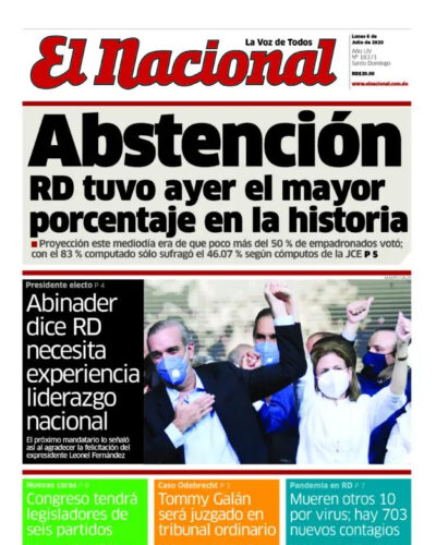 Portada Periódico El Nacional, Lunes 06 de Julio, 2020