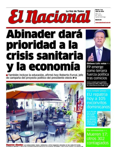 Portada Periódico El Nacional, Martes 07 de Julio, 2020