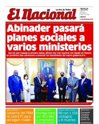Portada Periódico El Nacional, Miércoles 08 de Julio, 2020