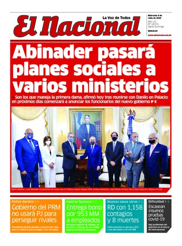 Portada Periódico El Nacional, Miércoles 08 de Julio, 2020
