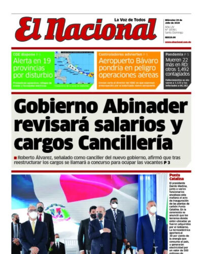 Portada Periódico El Nacional, Miércoles 29 de Julio, 2020