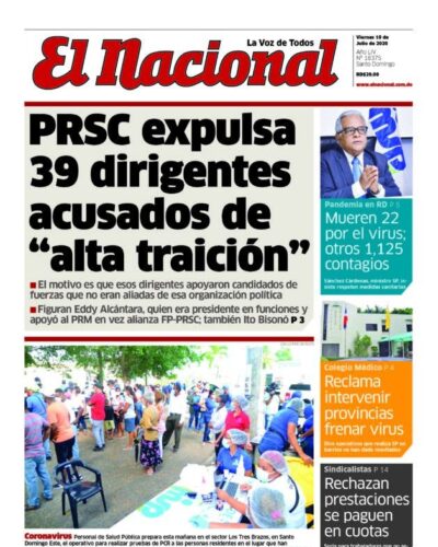 Portada Periódico El Nacional, Viernes 10 de Julio, 2020
