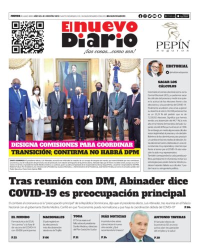 Portada Periódico El Nuevo Diario, Jueves 09 de Julio, 2020