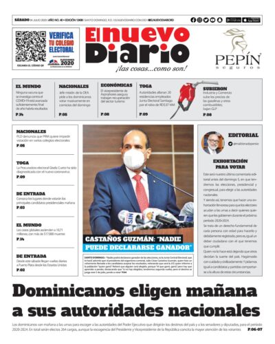 Portada Periódico El Nuevo Diario, Sábado 04 de Julio, 2020
