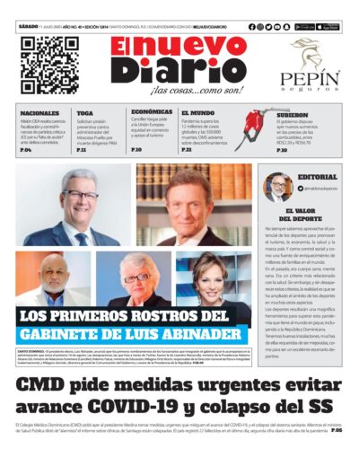 Portada Periódico El Nuevo Diario, Sábado 11 de Julio, 2020