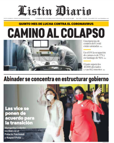 Portada Periódico Listín Diario, Viernes 10 de Julio, 2020