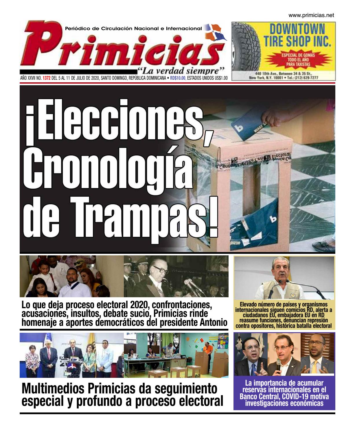 Portada Periódico Primicias, Lunes 06 de Julio, 2020