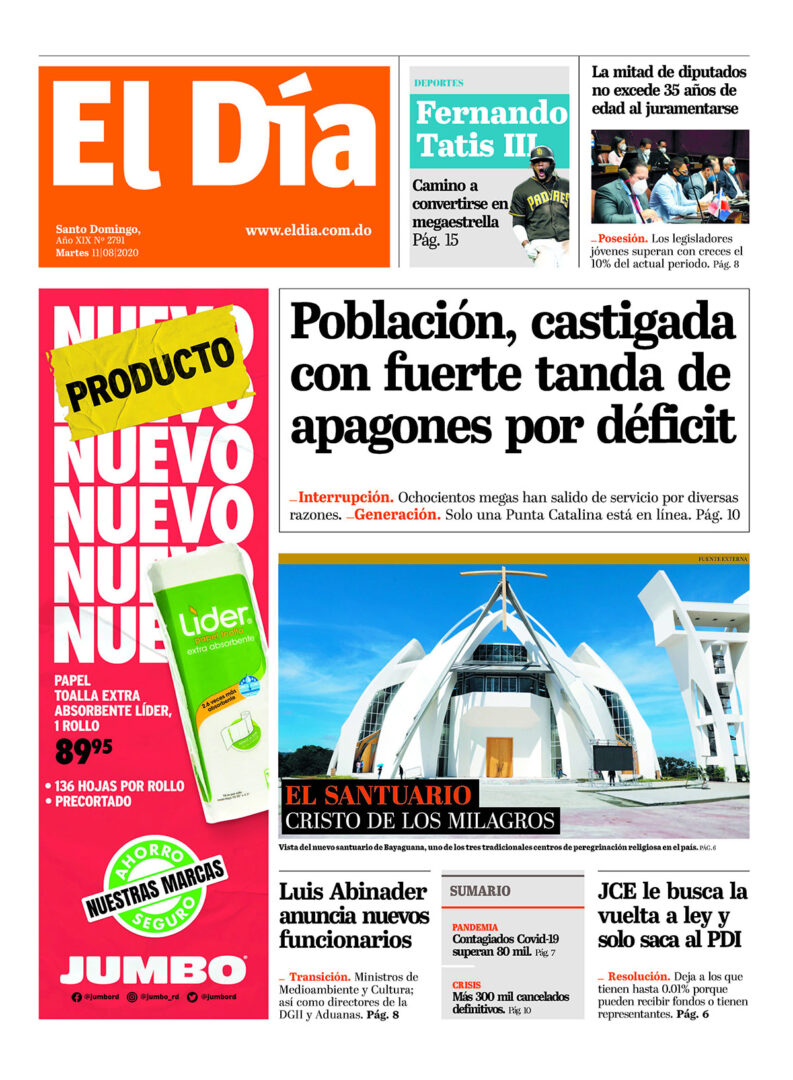 Portada Periódico El Día, Martes 11 de Agosto, 2020