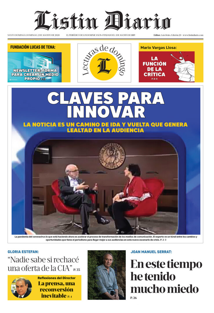 Portada Periódico Listín Diario, Domingo 02 de Agosto, 2020