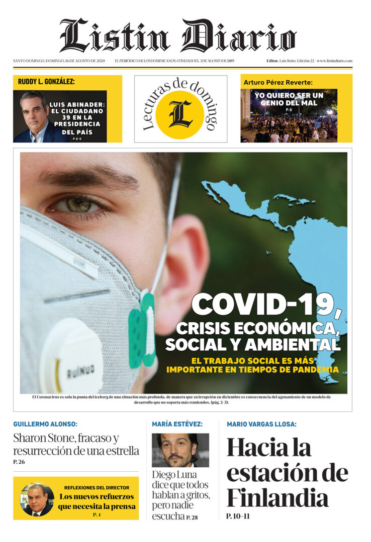 Portada Periódico Listín Diario, Domingo 16 de Agosto, 2020