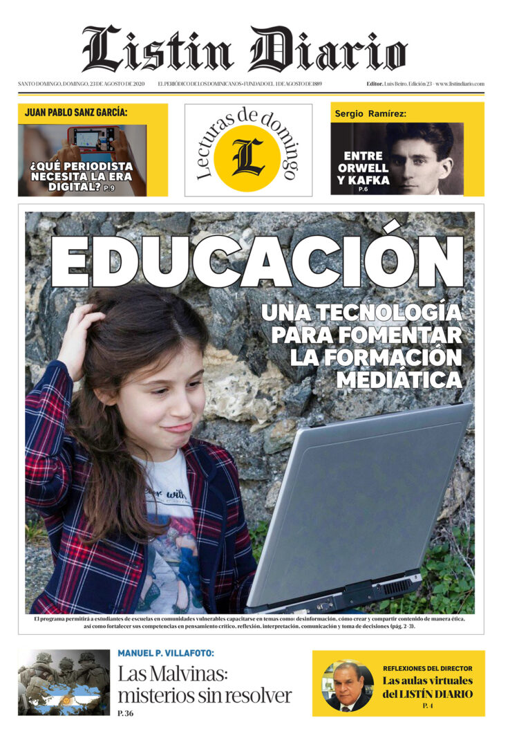 Portada Periódico Listín Diario, Domingo 23 de Agosto, 2020