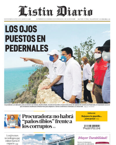 Portada Periódico Listín Diario, Lunes 31 de Agosto, 2020