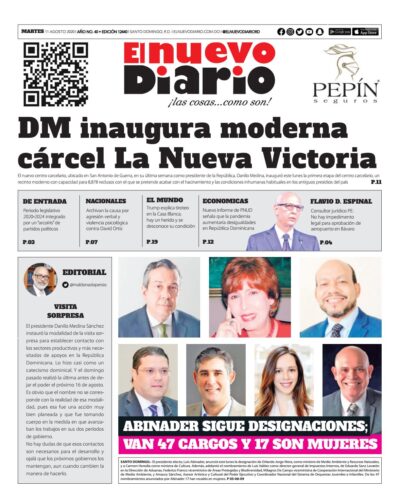 Portada Periódico El Nuevo Diario, Martes 11 de Agosto, 2020