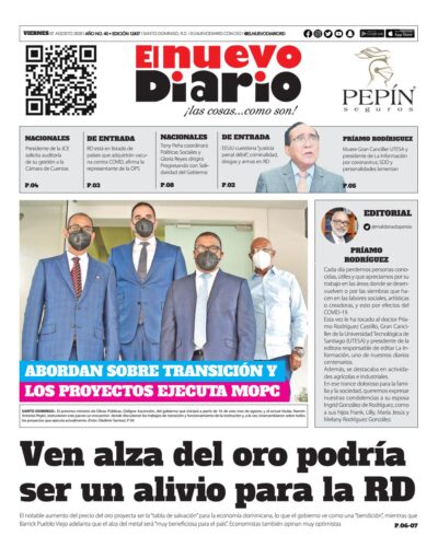 Portada Periódico El Nuevo Diario, Viernes 07 de Agosto, 2020
