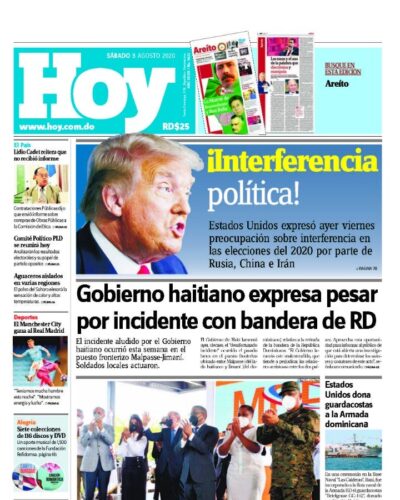 Portada Periódico Hoy, Lunes 10 de Agosto, 2020