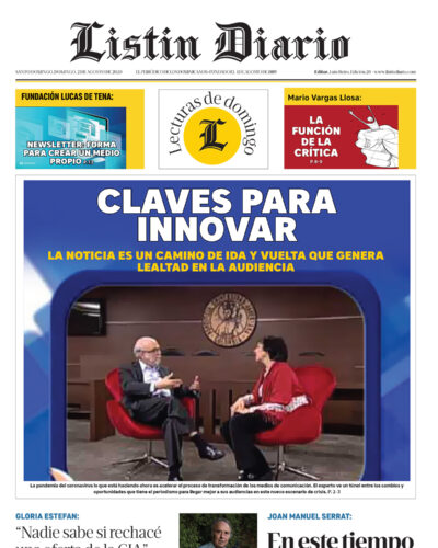 Portada Periódico Listín Diario, Domingo 02 de Agosto, 2020