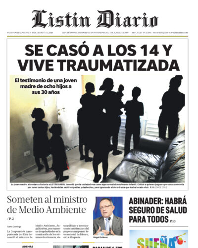 Portada Periódico Listín Diario, Lunes 10 de Agosto, 2020