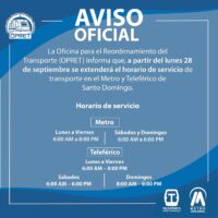 Nuevo horario del Metro y Teleférico, Septiembre 28, 2020
