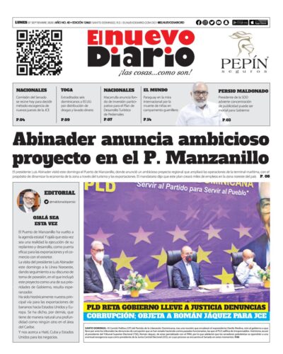 Portada Periódico El Nuevo Diario, Lunes 07 de Septiembre, 2020