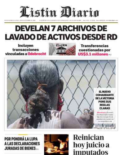 Portada Periódico Listín Diario, Lunes 21 de Septiembre, 2020